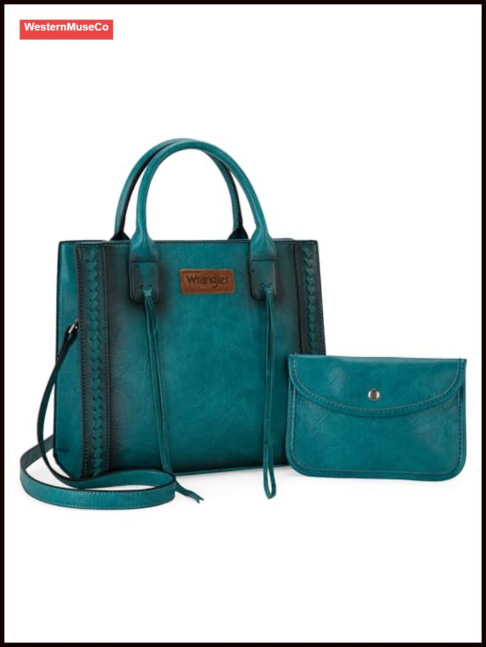 Western Distressed Vegan Leather Whipstitch Tote Bag Satchel Purse